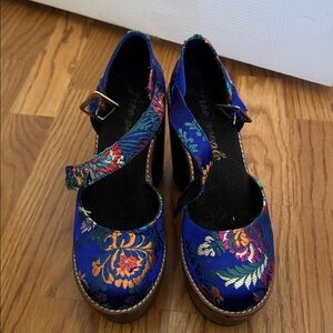 Free People Blue Floral Platform Shoes